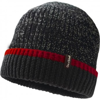 Шапка водонепроницаемая DEXSHELL Cuffed Beanie, DH353RED черная с красной полоской, размер L/XL